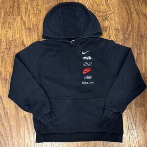 Nike Black and Red Logo Hoodie